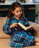 Gebürstetes, blau kariertes Unisex-Pyjama-Set für Kinder