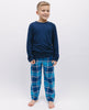 Kinder-Unisex-Jersey-T-Shirt und blau kariertes Pyjama-Set