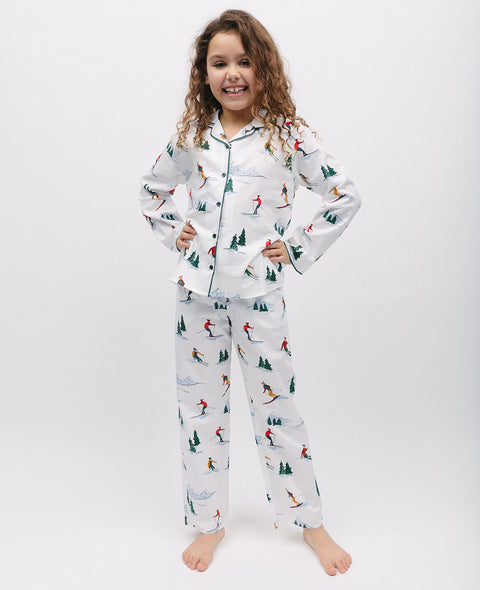 Whistler Kids Unisex-Pyjama-Set mit Ski-Print in Weiß-Mix