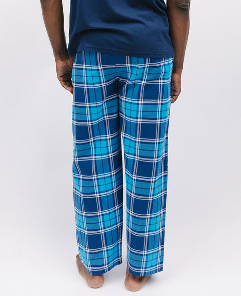Bas de pyjama à carreaux bleu brossé