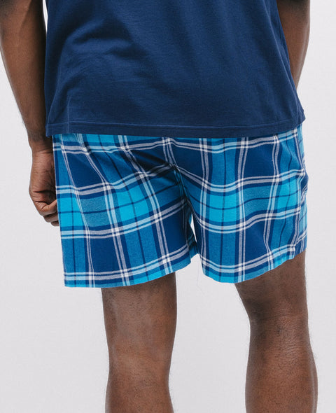 Brushed Blue Check Shorts