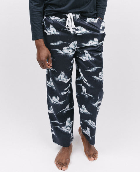 Atlas Mens Arctic Fox Print Pyjama Bottoms