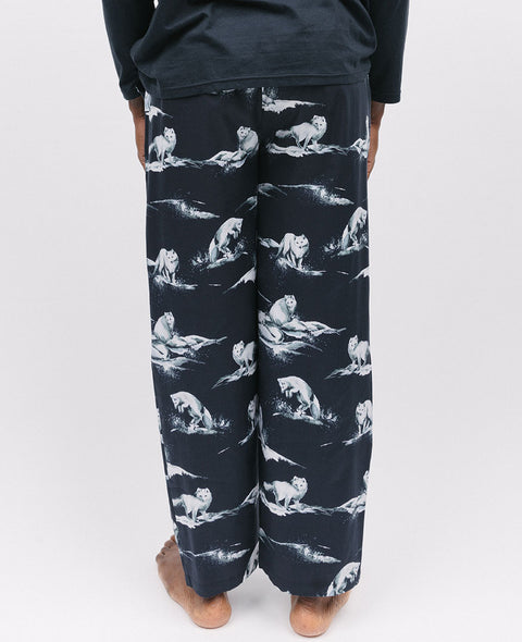 سروال بيجامة بطباعة ثعلب القطب الشمالي للرجال من أطلس