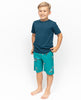 Cove Boys – Grünes Jersey-T-Shirt und Shorty-Set mit Schildkröten-Print