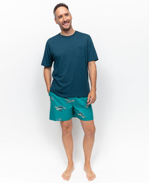 Cove Mens Jersey T-shirt and Turtle Print Shorty Set