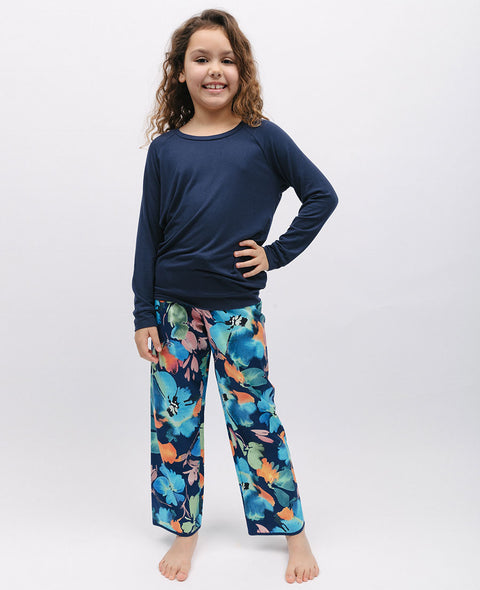Bea Girls Slouch Jersey Top and Floral Print Pyjama Set