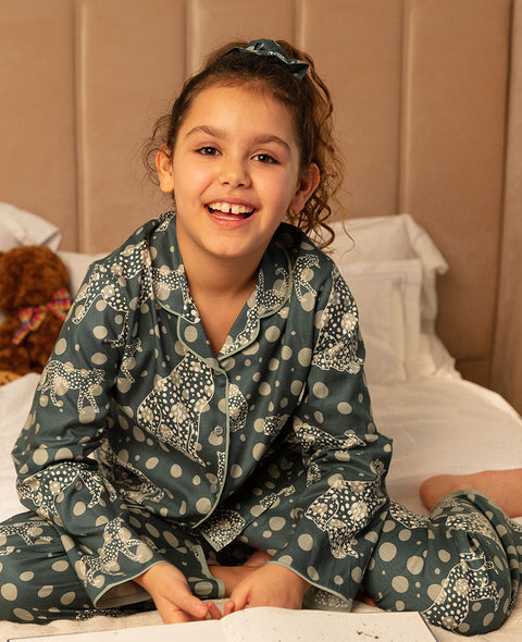 Hannah Girls Leopard Print Pyjama Set
