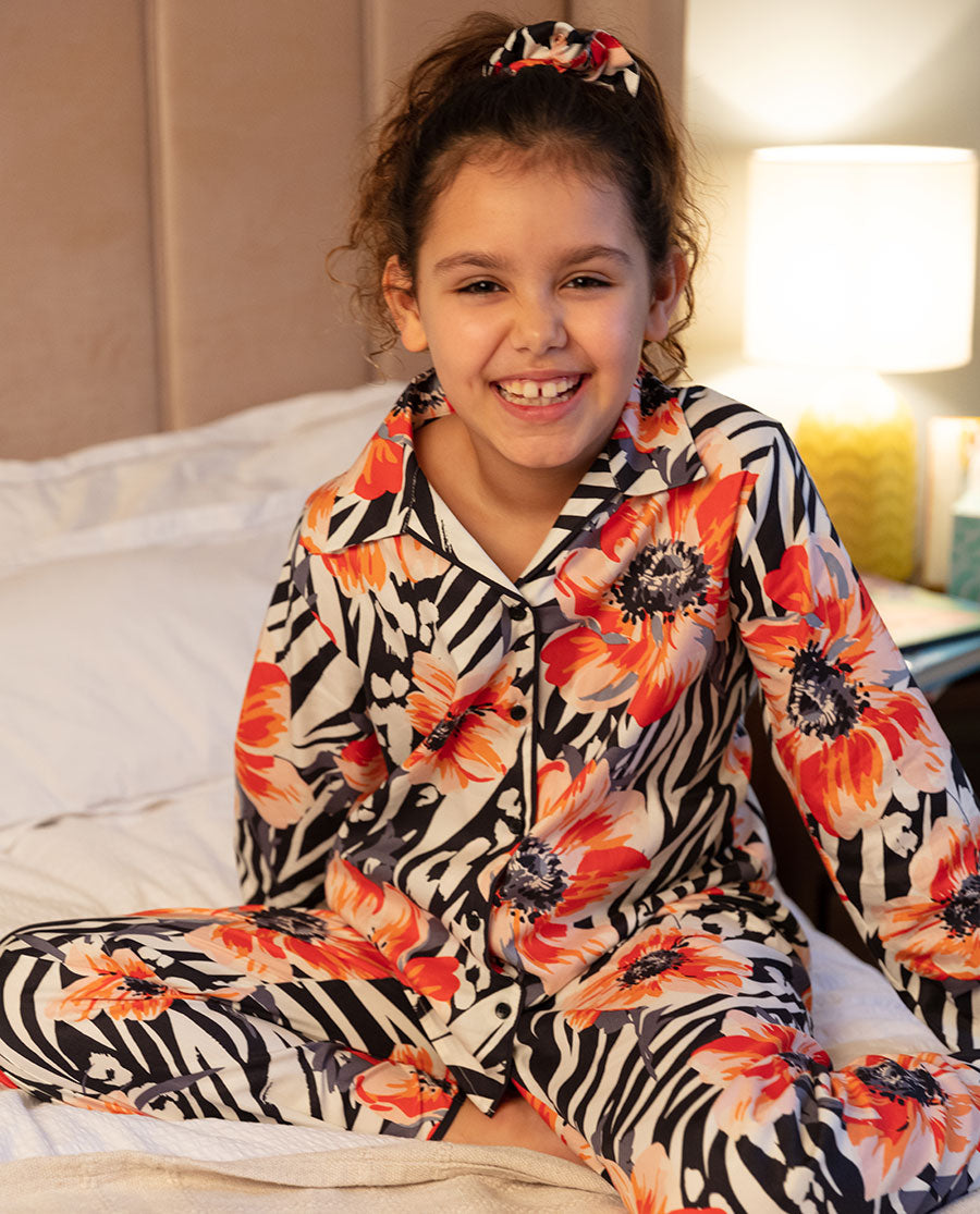 Pyjama ajusté coeurs en coton petite fille