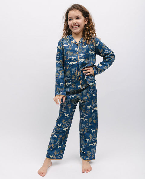 Fawn Mädchen-Pyjama-Set mit Waldmuster