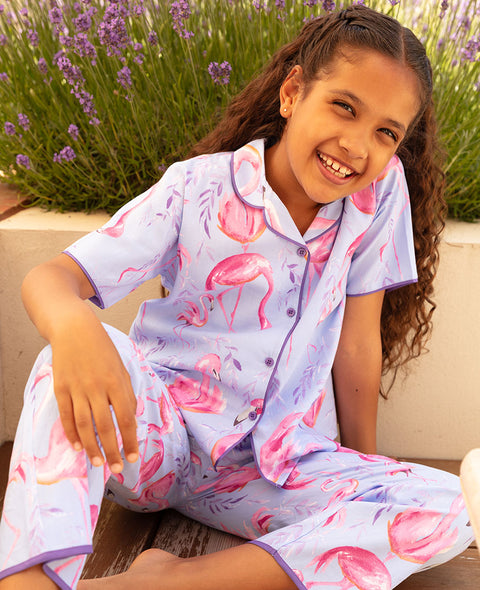 Zoey Girls Flamingo Print Pyjama Set
