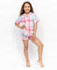 Shelly Girls Pink Check Shorty Set