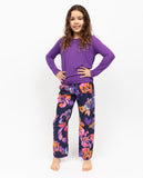 Edie Mädchen Pyjama-Set mit lässigem Jersey-Oberteil und Blumenmuster