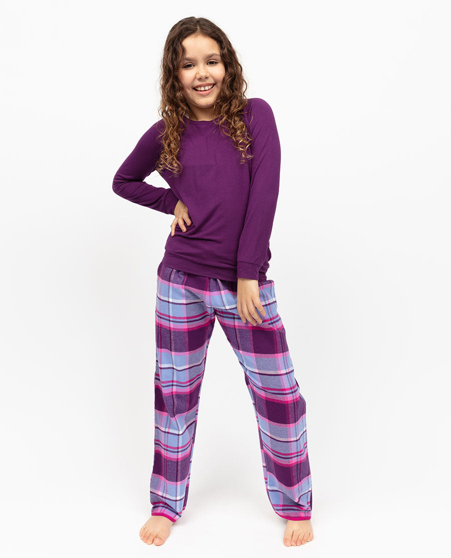 Hazel Girls - Ensemble pyjama avec haut en jersey ample et carreaux brossés