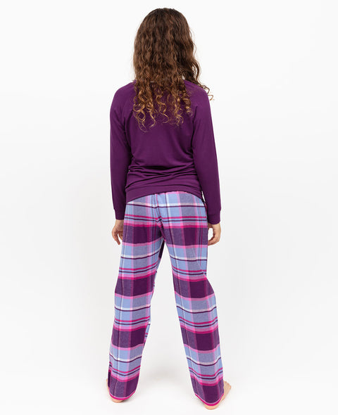 Hazel Girls Slouch Jersey Top and Brushed Check Pyjama Set