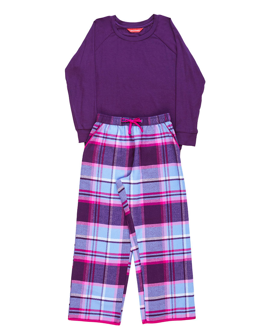 Hazel Girls Slouch Jersey Top and Brushed Check Pyjama Set
