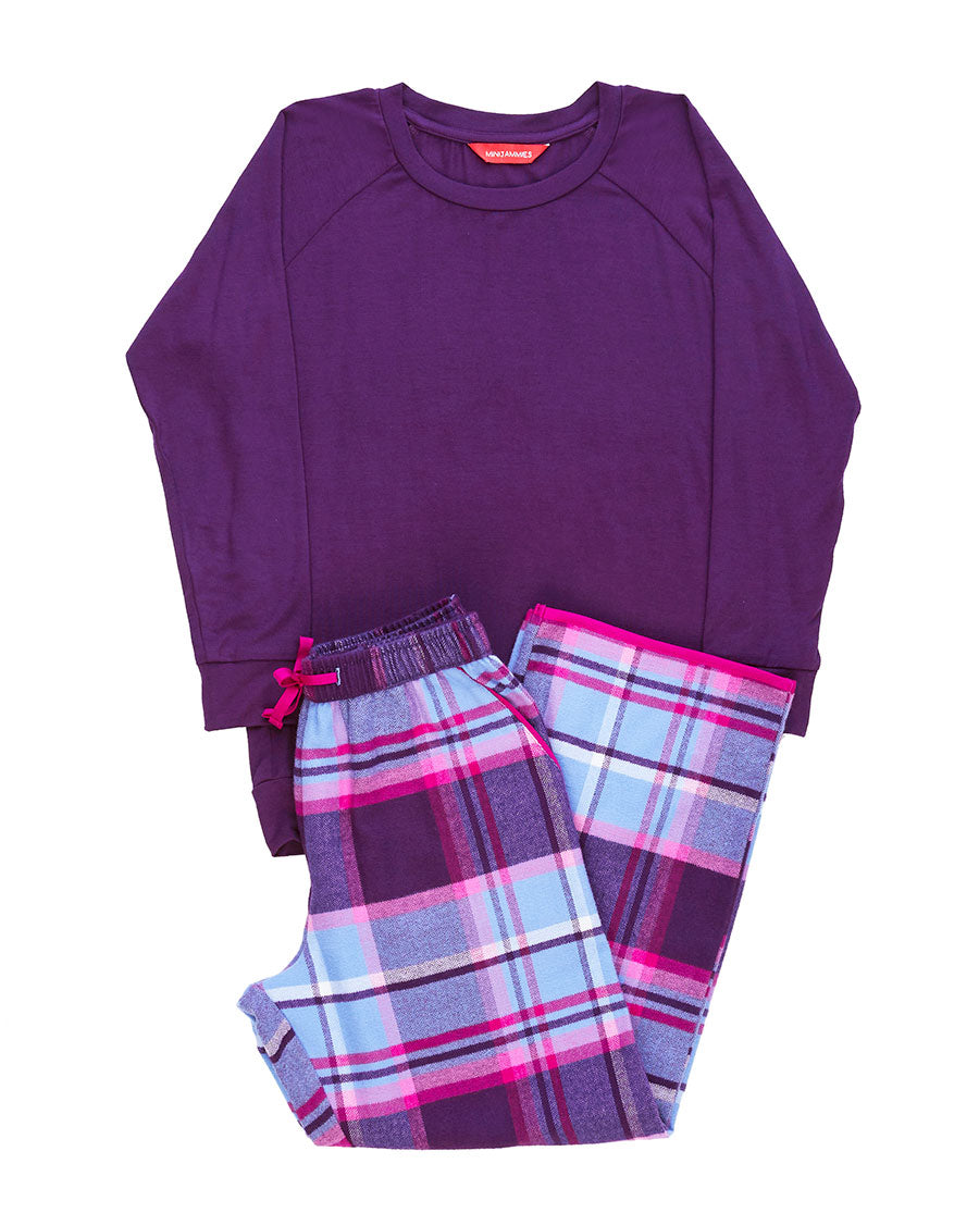 Hazel Girls Slouch Jersey Top and Brushed Check Pyjama Set
