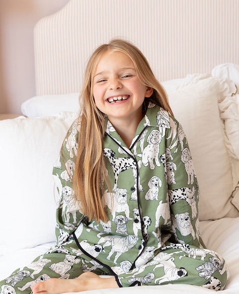 Nancy Girls Dog Print Pyjama Set