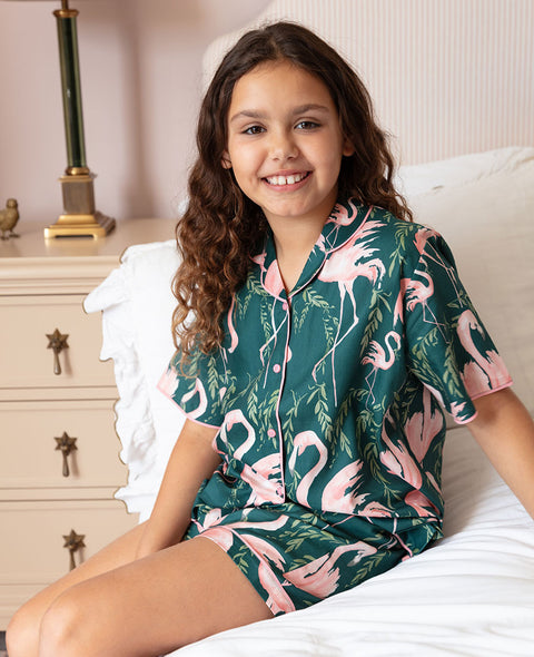 Ivy Girls Flamingo Print Shorty Set