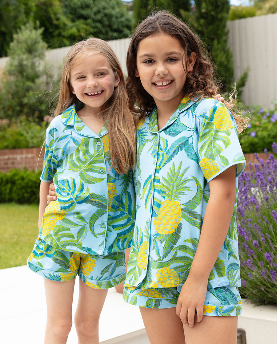 Paige Girls Pineapple Printed Jersey Shorty Set