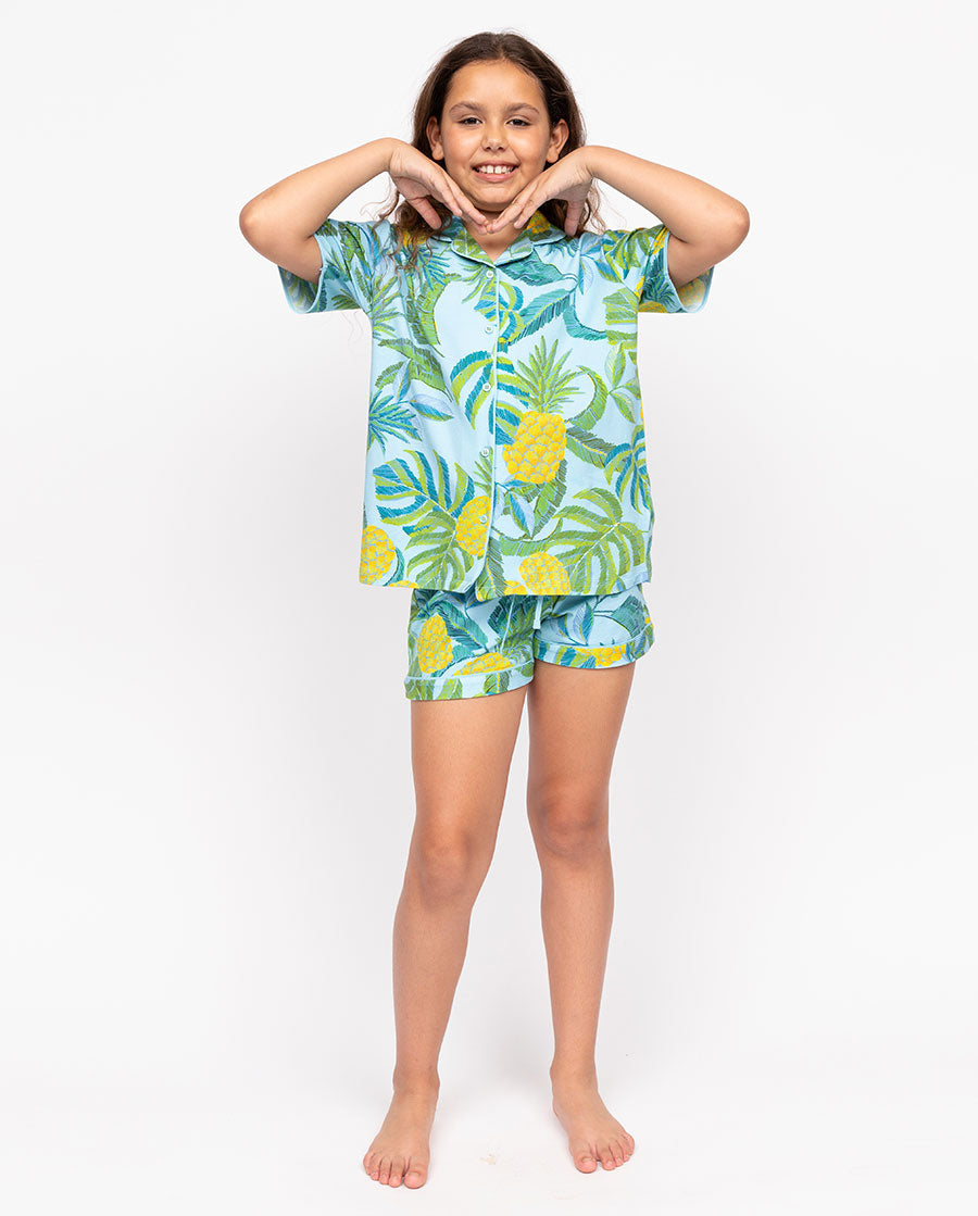 Paige Girls Pineapple Printed Jersey Shorty Set