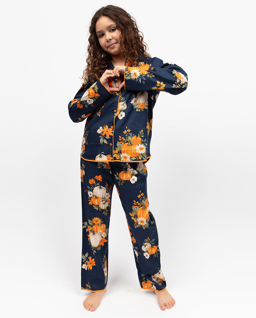 Auburn Mädchen Pyjama-Set mit Kürbis-Print