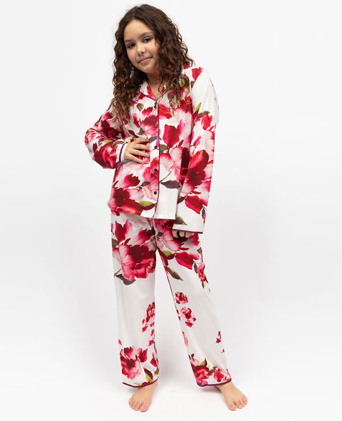 Isabella Girls Floral Printed Jersey Pyjama Set