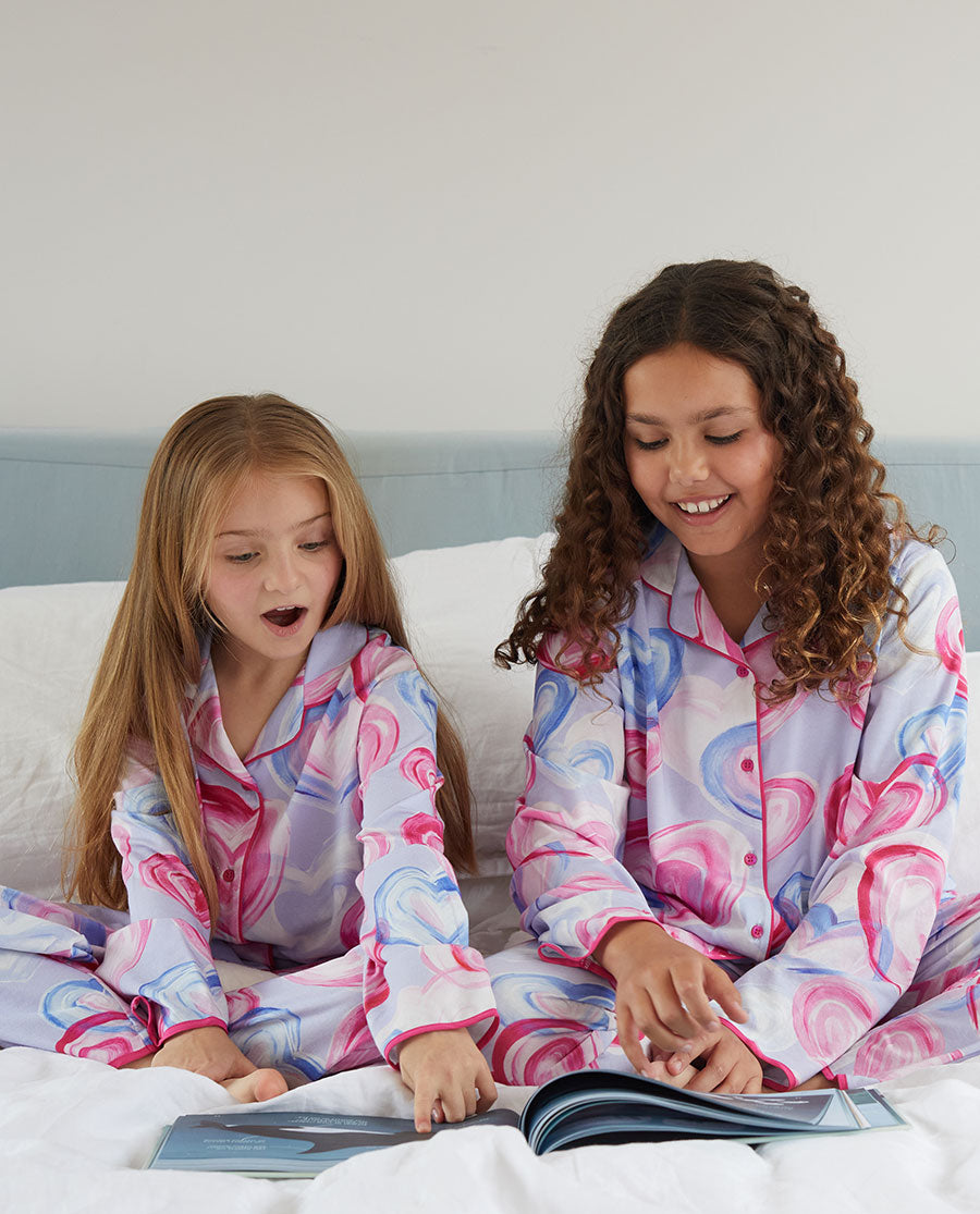Chloe Girls Heart Printed Jersey Pyjama Set