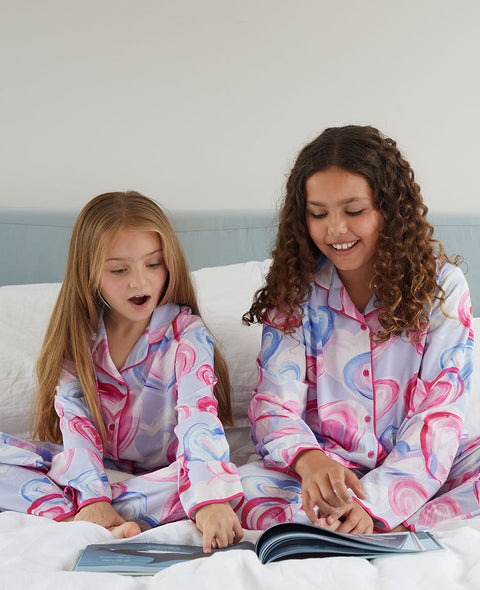 Chloe Girls Heart Printed Jersey Pyjama Set
