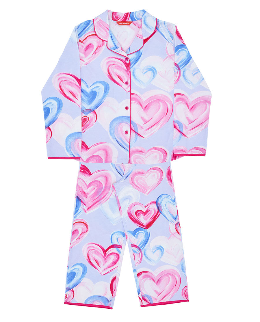 Chloe Girls Heart Printed Jersey Pyjama Set
