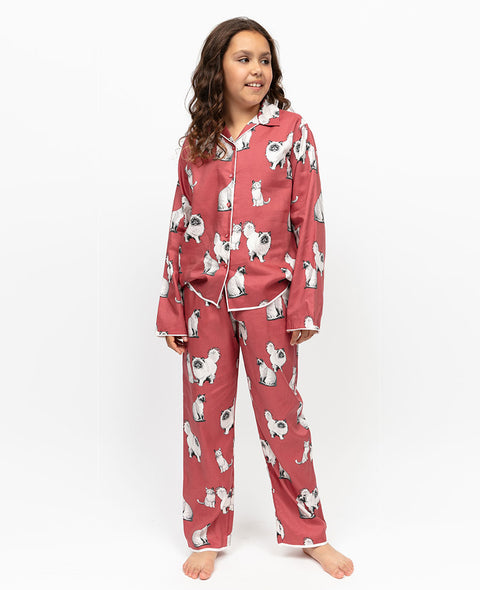 Josie Girls Cat Print Pyjama Set