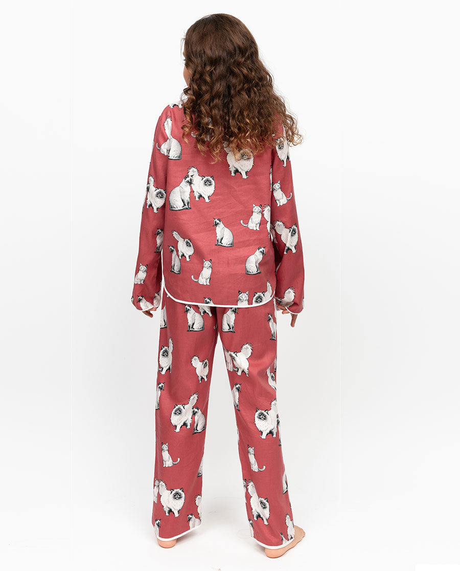 Josie Girls Cat Print Pyjama Set