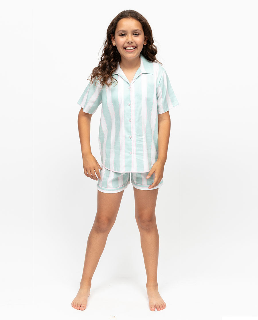 Francesca Girls Printed Stripe Shorty Set