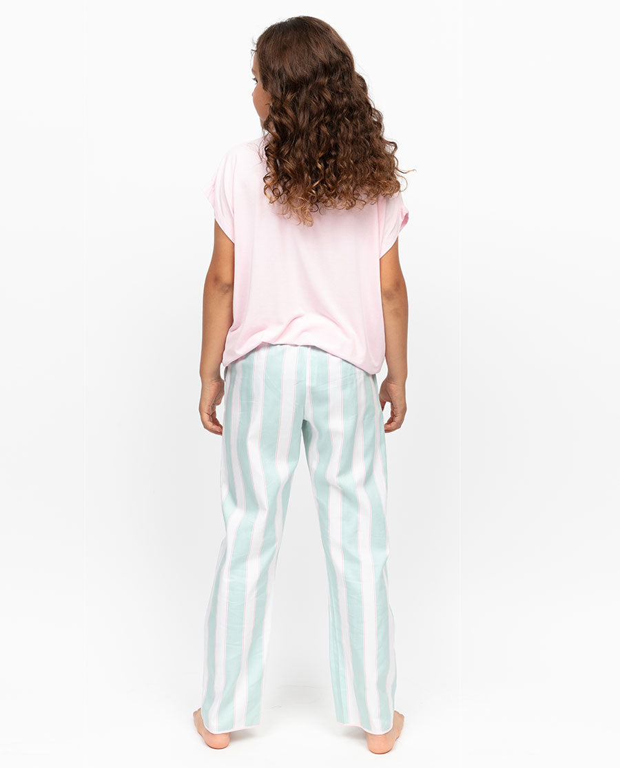 Francesca Girls Slouch Jersey Top and Printed Stripe Pyjama Set