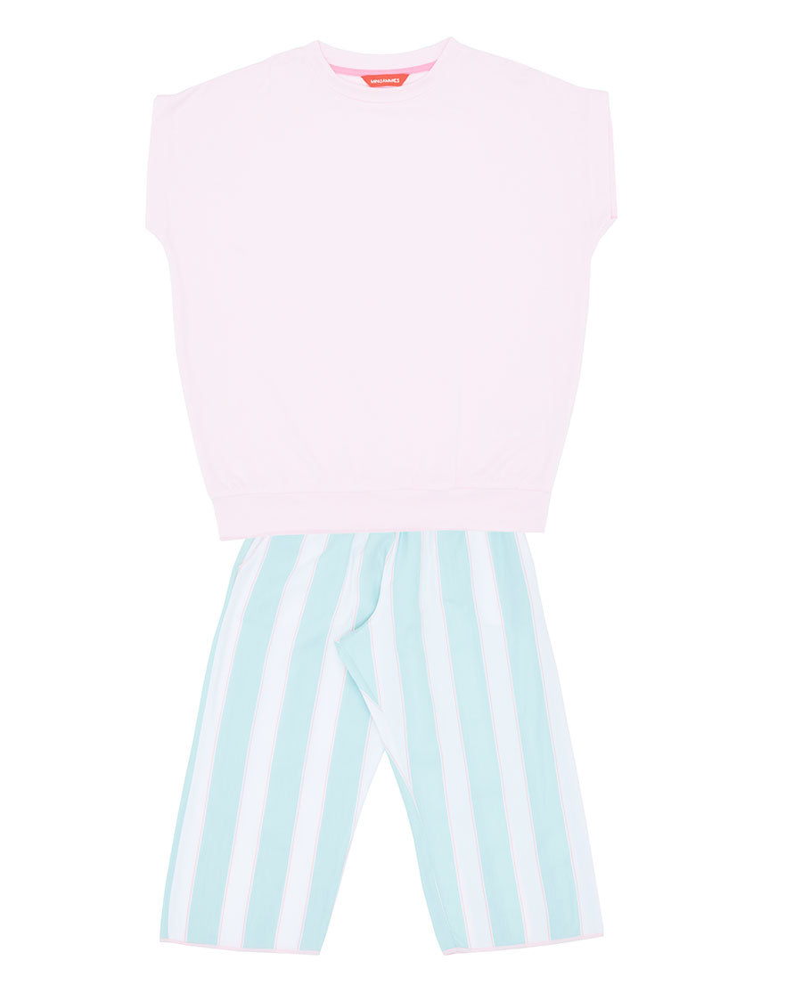 Francesca Girls Slouch Jersey Top and Printed Stripe Pyjama Set