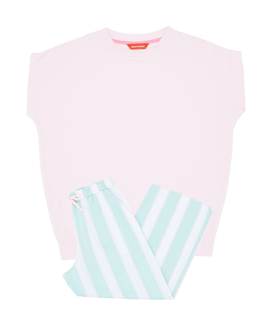 Francesca Girls Slouch Jersey Top and Printed Stripe Pyjama Set