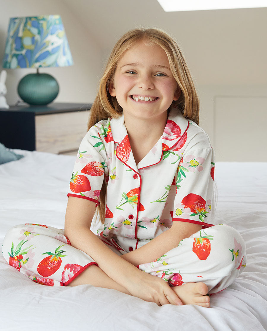 Pippa Girls Strawberry Printed Jersey Pyjama Set