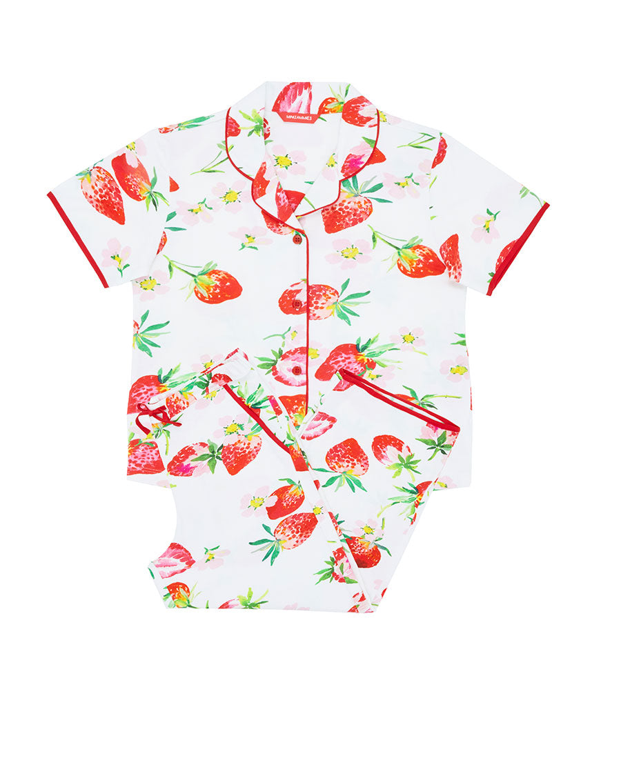 Pippa Girls Strawberry Printed Jersey Pyjama Set