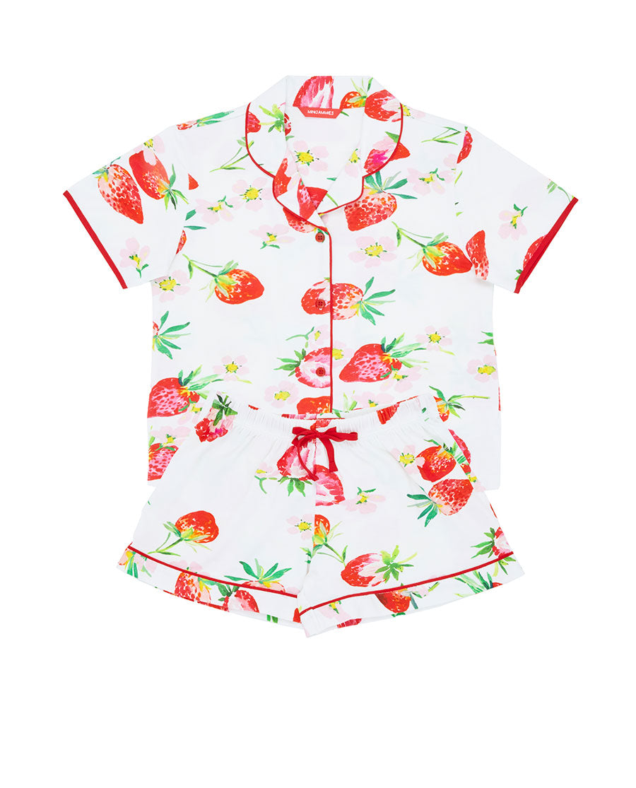 Pippa Girls Strawberry Printed Jersey Shorty Set