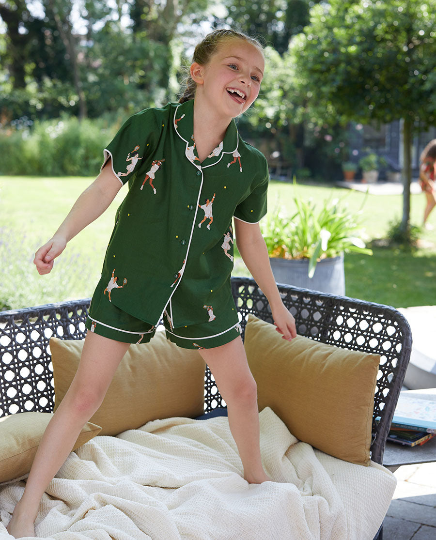 Charlie Girls Tennis Print Shorty Set