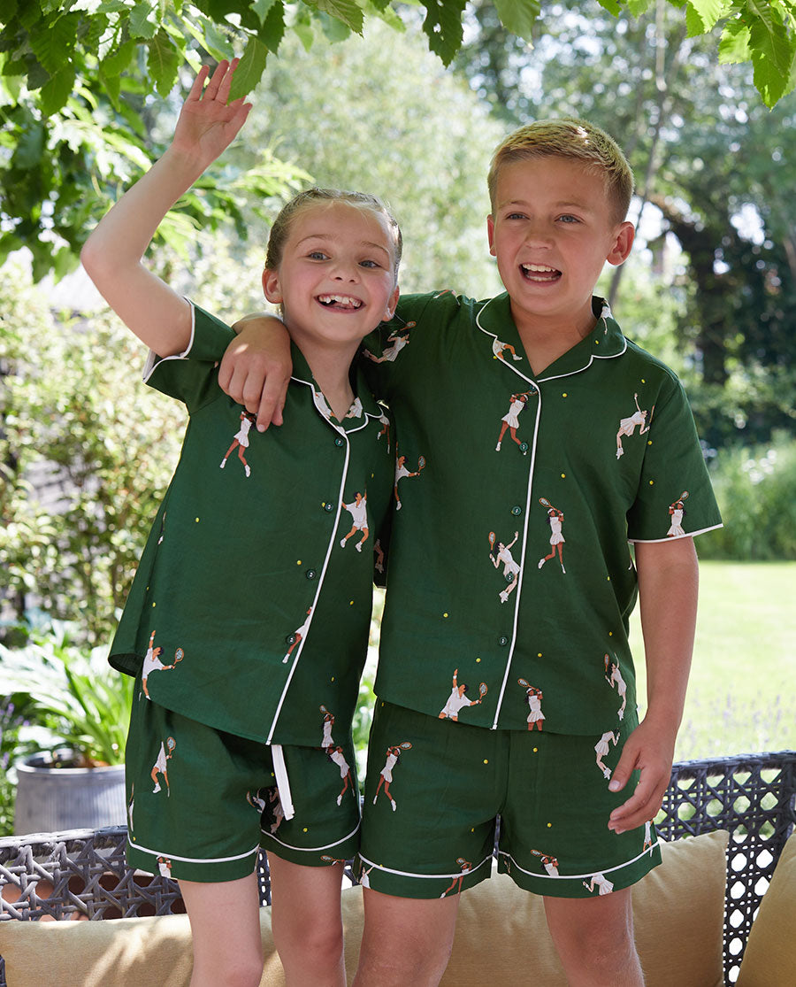 Charlie Girls Tennis Print Shorty Set