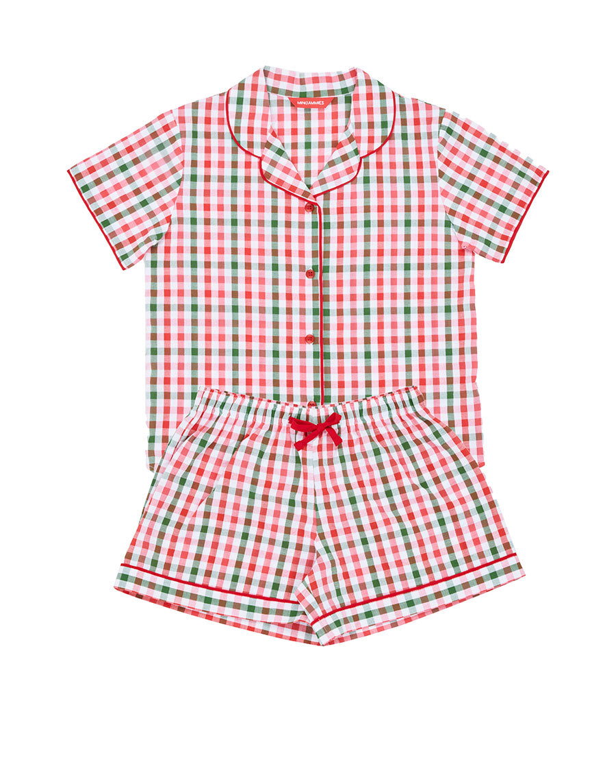 Tara Girls Seersucker Check Shorty set