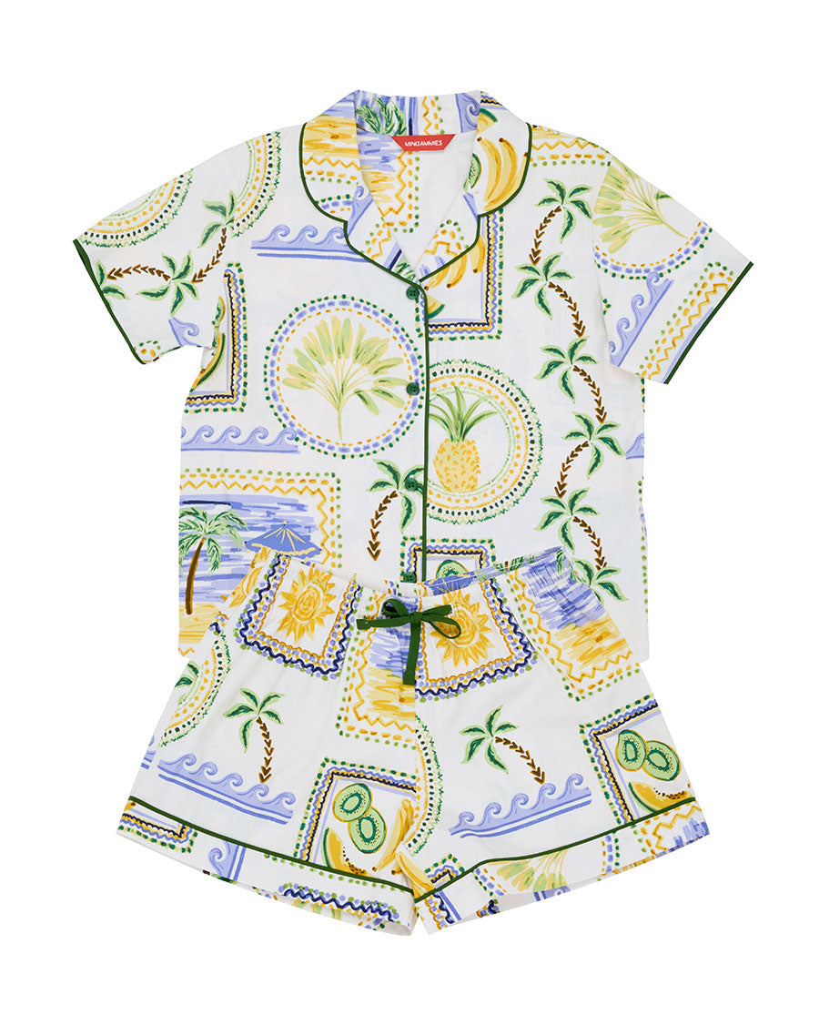 Cora Girls Postcard Print Shorty Set