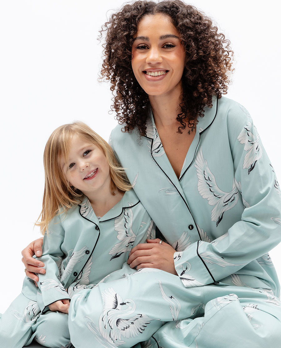 Grace Girls Swan Print Pyjama Set