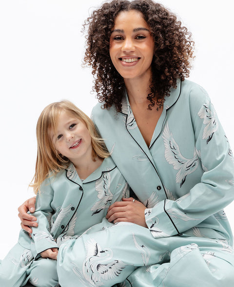 Grace Girls Swan Print Pyjama Set