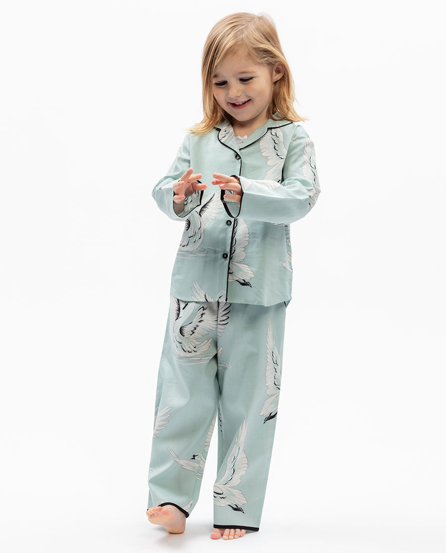 Grace Girls Swan Print Pyjama Set