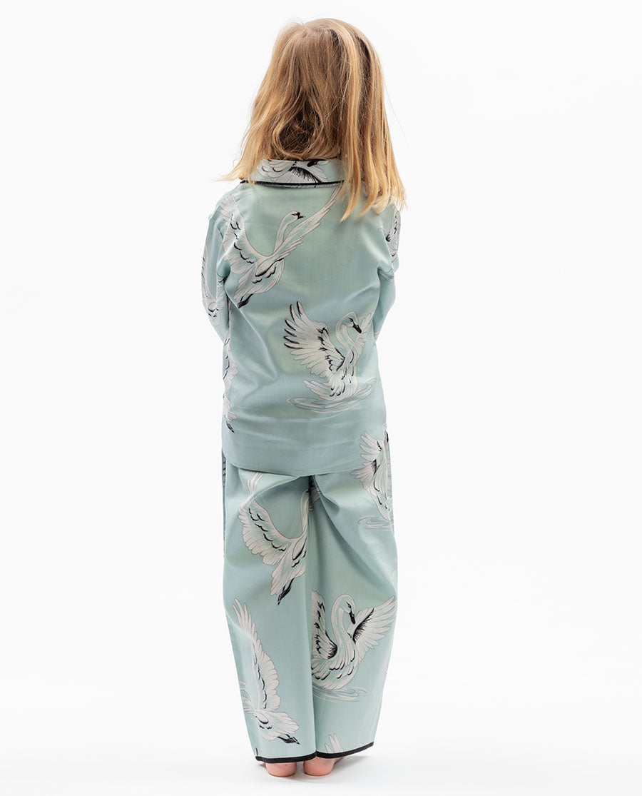 Girls Swan Print Pyjama Set