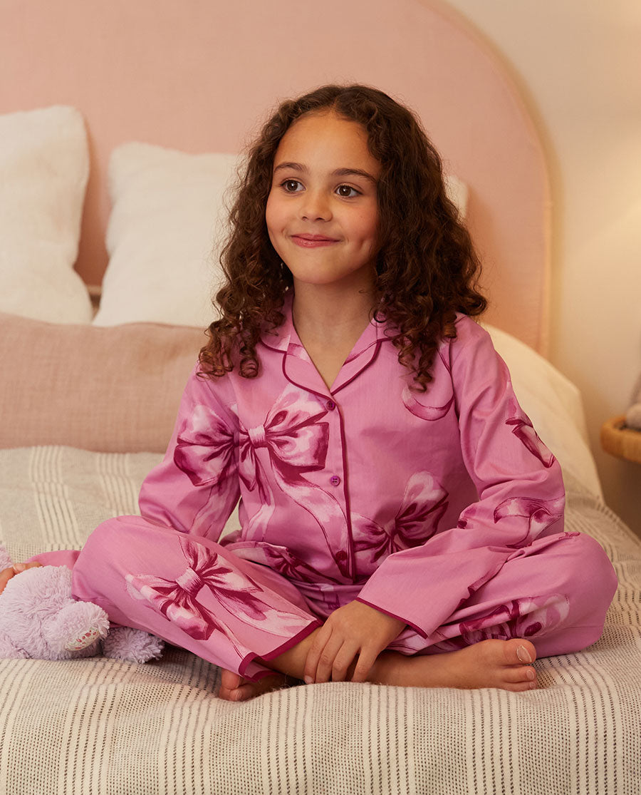 Belle Girls Bow Print Pyjama Set