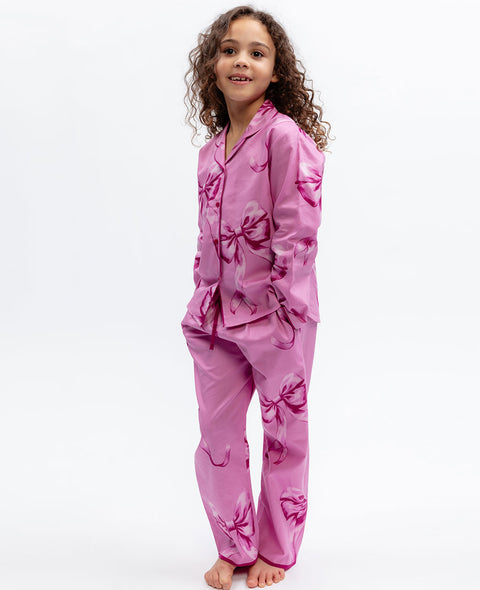 Belle Girls Bow Print Pyjama Set