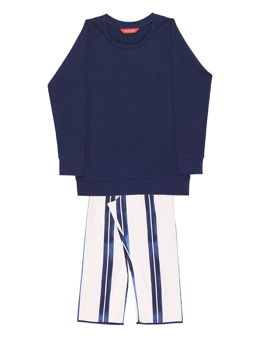 Celestial Nights Girls Slouch Jersey Top and Printed Stripe Pyjama Set