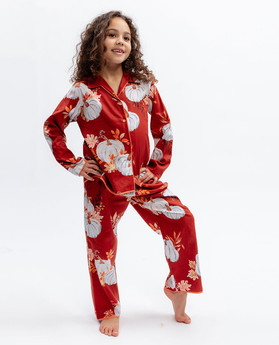 Pumpkin Spice Girls Pumpkin Print Pyjama Set